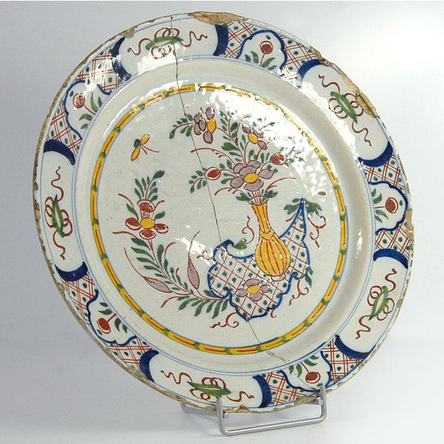 Antique 18th Century Dutch Ceramic Delft Plate For Sale - Image 6 of 11