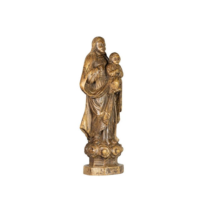1960s Religious Statue of Our Lady and Child, 20th Century, Wood For Sale - Image 5 of 12
