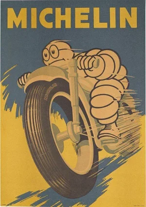 Michelin Bibendum Motorcycle Poster 1959 Original Authentic Italian Poster Rare