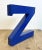 Industrial Vintage Blue Iron Facade Letter Z, 1970s For Sale - Image 3 of 9
