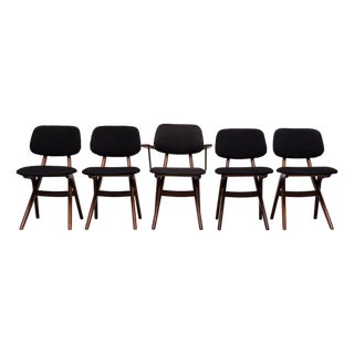 Dutch Scissors Dining Chairs by Louis van Teeffelen for WéBé, 1950s, Set of 5 For Sale