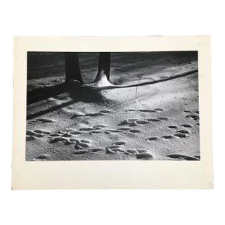 Footprints in New Snow by Dean W Hand Mid Century Modern Black and White Photograph For Sale