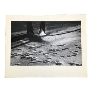 Footprints in New Snow by Dean W Hand Mid Century Modern Black and White Photograph