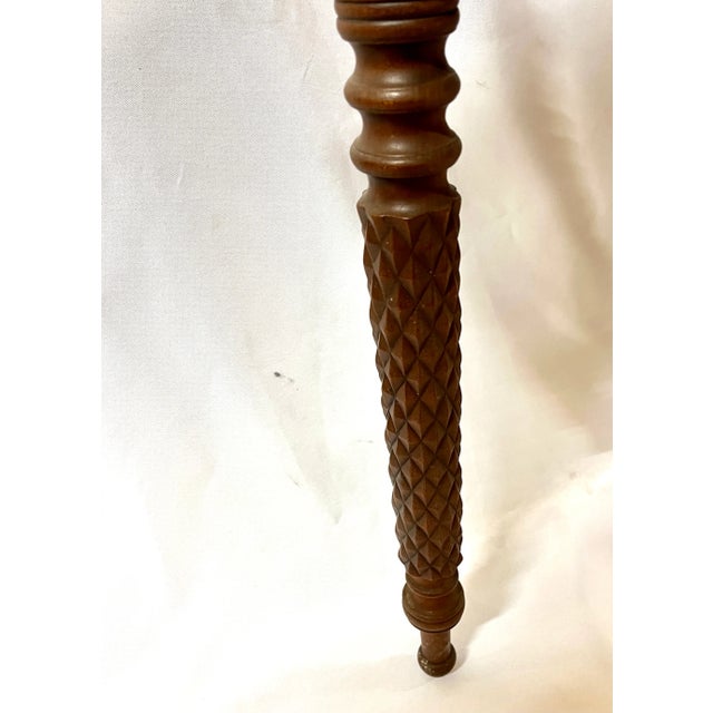 Early 20th Century Early 1900s Antique Side Table with Locking Drawer and Carved Pineapple Legs For Sale - Image 5 of 11