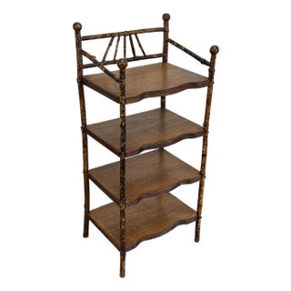 Vintage Scorched Bamboo Four Tier Etagere For Sale