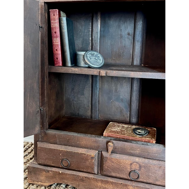 Antique Small Cabinet in Oak With Iron Fasteners For Sale In Los Angeles - Image 6 of 12