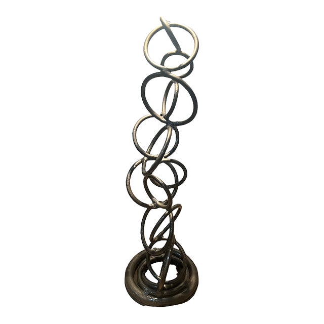 Vintage Steel Geometric Art Sculpture Metal Art Form Welded Rings For Sale