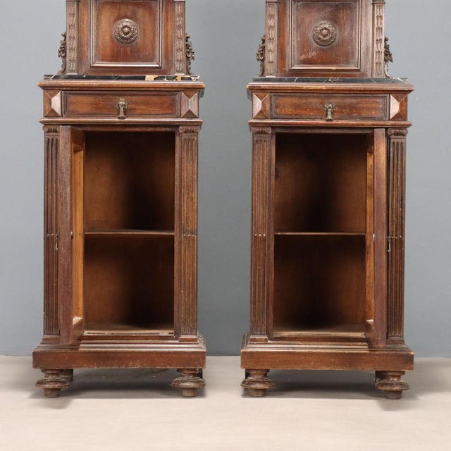 Neo-Renaissance Walnut Bedside Tables For Sale - Image 9 of 14