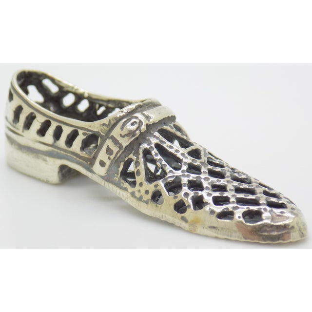 Silver Vintage Italian Handmade Genuine Silver Loafer Shoe Dollhouse Miniature Figurine For Sale - Image 8 of 12