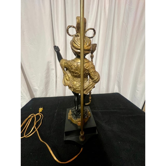 Mid 20th Century Maitland-Smith Egyptian Style Figural Sculpture Bronze Lamp For Sale - Image 13 of 17