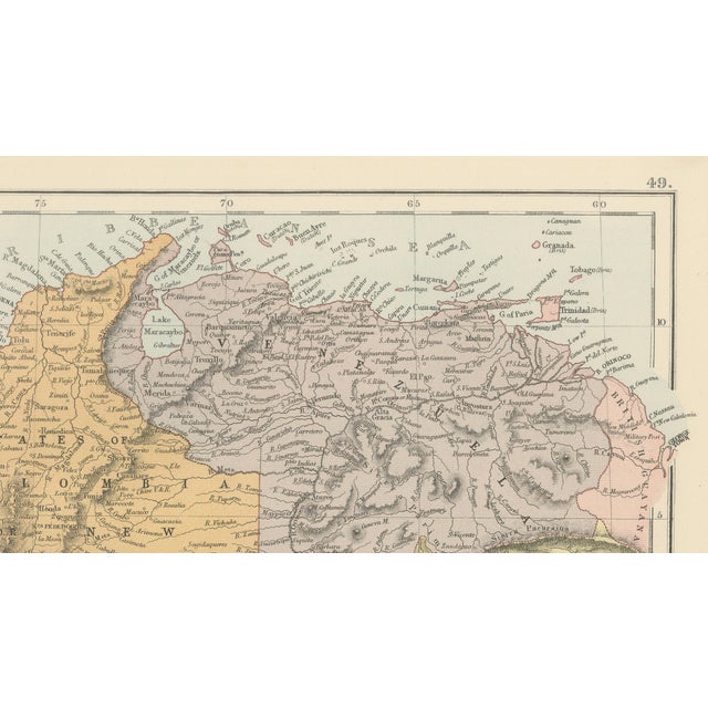 Antique South America Map, 1884 For Sale - Image 9 of 11