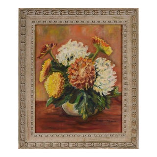 Mid Century Floral Still-Life by F. Christensen For Sale