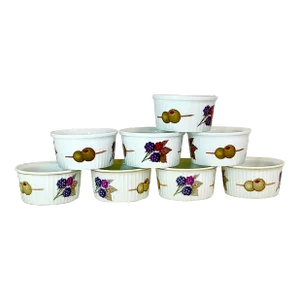 Vintage English Rustic European Royal Worcester Evesham Ramekins - Set of 8