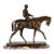 Mid 19th Century Pierre-Jules Mêne Style Equestrian Bronze Sculpture of Rider on Horse With Rouge Marble Base For Sale
