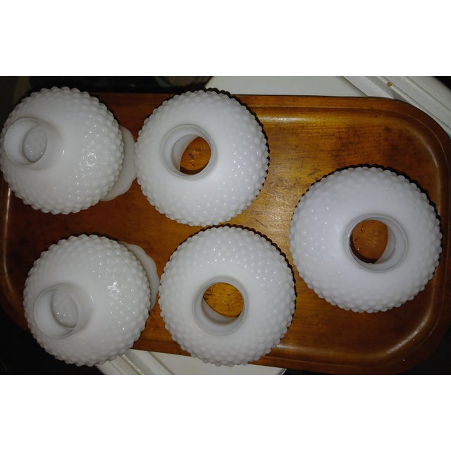 Glass Vintage Hobnail Milk Glass Chandelier or Sconce Shades, Set of 5 For Sale - Image 7 of 12
