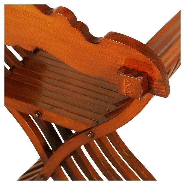 Savonarola Armchair in Carved Walnut, 1930s For Sale - Image 6 of 7