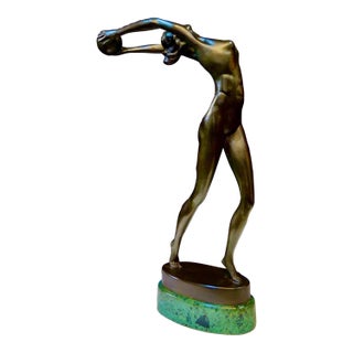 Early 20th Century Art Deco Figural Bronze by Olive Kooken For Sale
