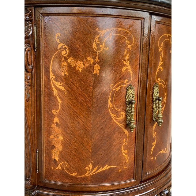 Brown Pair of Carved and Marquetry Nightstands with Two Doors and Hidden Drawer For Sale - Image 8 of 18