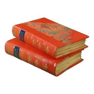 Book Fine Binding Satires & Pomes by Andrue Marvell 1892 London 2 Vol. Hardcover For Sale