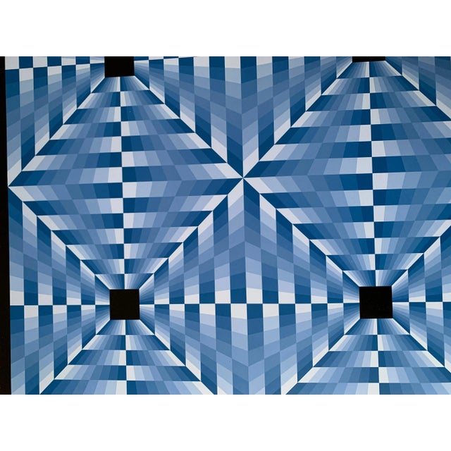 1970s tribute to Vasarely 6 blue 1972 For Sale - Image 5 of 6