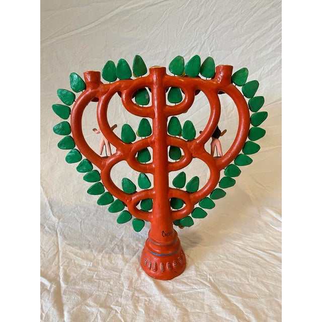 Ceramic 2000s Tree of Life Adam & Eve Candlelabra by Ortega For Sale - Image 7 of 9