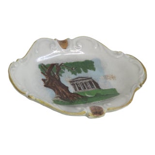 Porcelain Trinket Dish Ashtray Agrigento Italy Temple of Concordia Motif 4873b For Sale