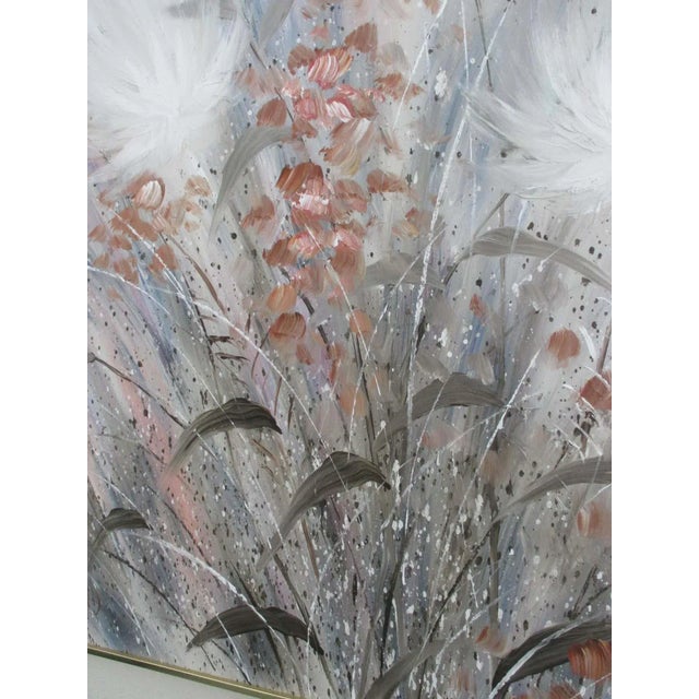 Mid-Century Modern Vintage Lee Reynolds Gray Floral Painting For Sale - Image 3 of 12