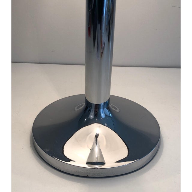 Large French Table Lamp With Chrome and Black Lacquered Design, Circa 1950 For Sale - Image 4 of 12