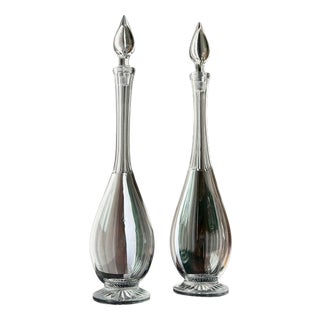 Antique Clear Glass Teardrop Decanters, 1890s, Set of 2 For Sale