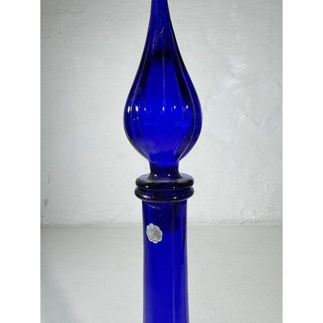 Mid-Century Modern Decorative Cobalt Blue Glass Bottle, Empolio, 1950s For Sale - Image 6 of 11