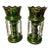 Pair of Antique Victorian Emerald Green Art Glass Mantle Lusters With Prisms For Sale