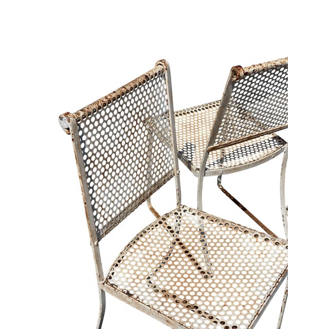 1960s Mid-Century Modern Patina Perforated Patio Chairs - Set of 4 For Sale - Image 5 of 7