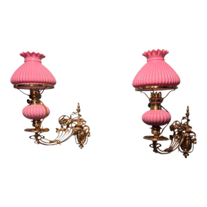 Pair of Antique Victorian Wall Hanging Miniature Kero Oil Peg Lamp Sconces