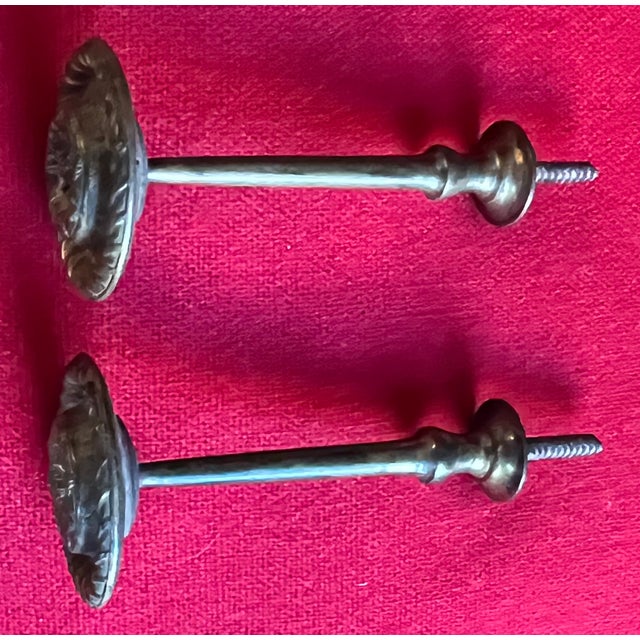 Antique Early 19th Century American Federal Neoclassical Brass Mirror Supports or Drapery Curtain Tie Backs 1810 - 1820 - A Pair For Sale - Image 12 of 15