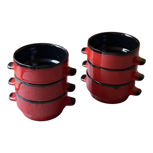 Vintage West German Pottery Soup Crocks, 1960, Set of 6 For Sale