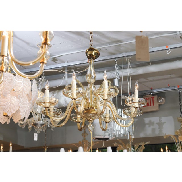 1960s Stunning 8-Light Venetian Glass Chandelier, Italy For Sale - Image 12 of 14