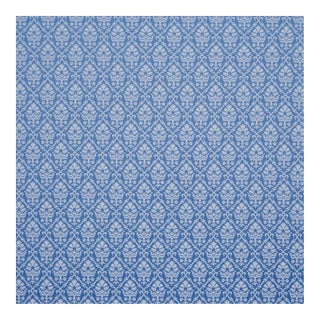 Schumacher Grant Damask Fabric In Cobalt For Sale