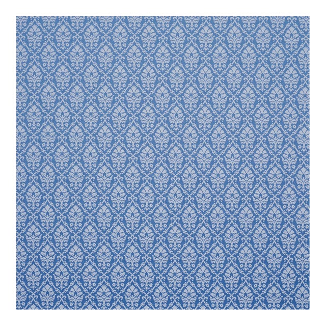 Schumacher Grant Damask Fabric In Cobalt For Sale