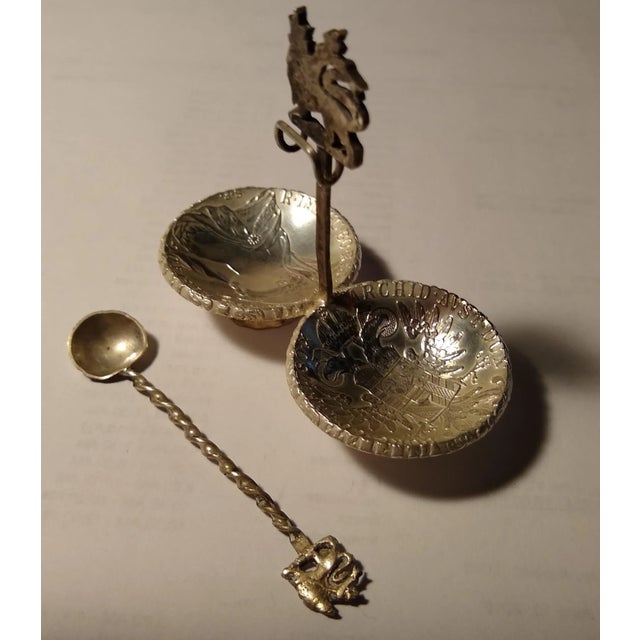 Silver Vintage Silver Lion of Judah Salt and Pepper Holders For Sale - Image 8 of 9