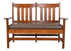Stickley Brothers Antique Mission Oak Arts & Crafts Bench or Settee, Circa 1900