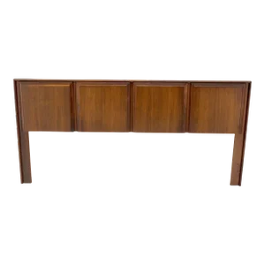 Oiled Walnut Danish Mid-Century Modern Raised Panel King Size Headboard Bed