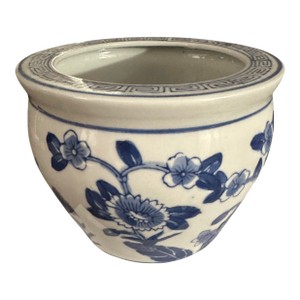 Vintage Blue and White Chinoiserie Cache Pot