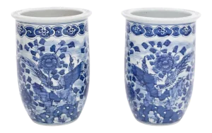 Pair of Chinese Blue and White Porcelain Vases