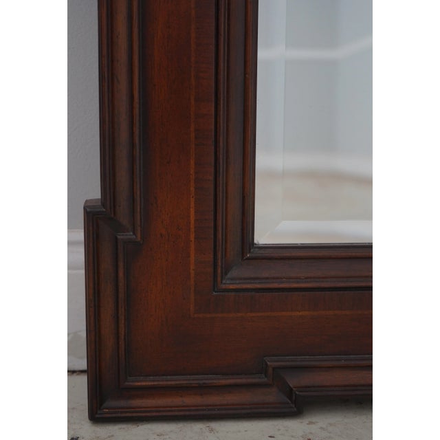 Traditional Thomasville Inlaid Mahogany Beveled Glass Dresser Mirror For Sale - Image 3 of 9