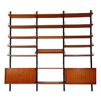 Large Mid-Century Modern Danish Teak Wall Unit by Poul Cadovius for Cado, Denmark, 1960s For Sale