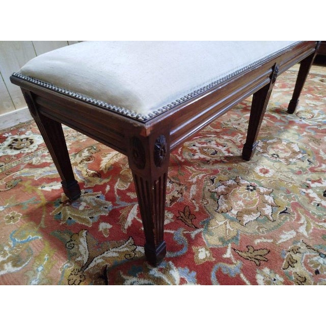 Louis XVI Fabric Piano Bench For Sale - Image 6 of 10