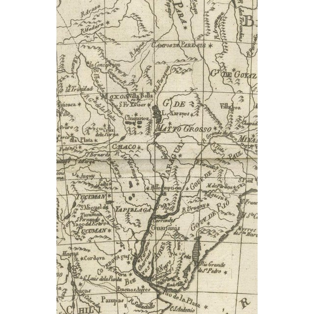 Paper Antique South America Enlightenment Map by Rigobert Bonne, 1780s For Sale - Image 7 of 12
