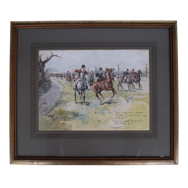 She and He Fox Hunt Scene Watercolour by George Finch Mason For Sale