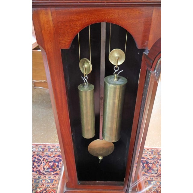 Brown Early 20th Century Mahogany Two Weight Herschede Tall Case Grandfather Clock For Sale - Image 8 of 16