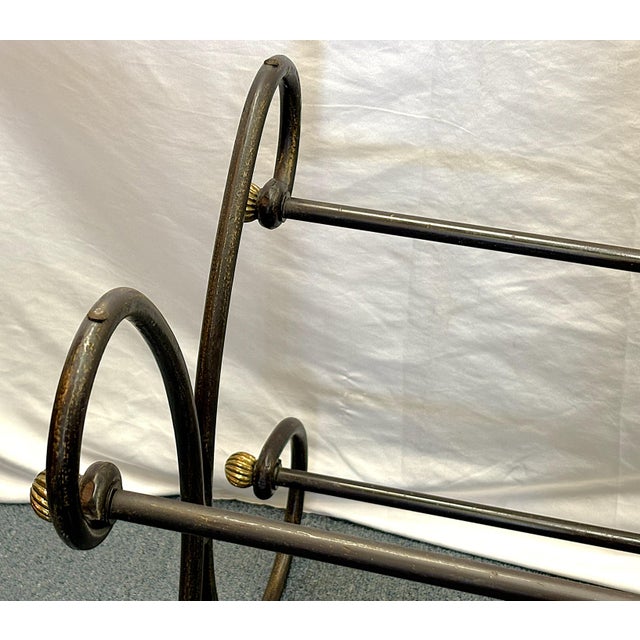 Vintage Scroll Wrought Iron and Brass Square Coffee Table With Beveled Glass Top For Sale - Image 12 of 18
